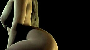 Beautiful Curvy Plum Girl Riding Dildo Anal in the Dark Anime Scene