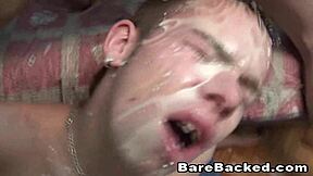 Gay fucking in sofa without condom with ass cum cock hardcore horny