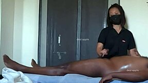 The MASSAGE ends with a HAPPY CUMMING for the gay client