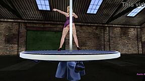 Beautiful Dahlia in Second Life’s metaverse pole dance show in animated 3D