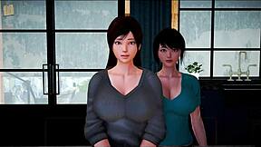 my new family 469: why does the redhead show her shaved pussy and big ass?