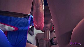 Overwatch Yaoi Femboy D.Va Gets Fucked with Dildo in Anime