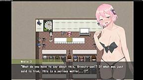 in this magical girl adventure, she fingers her big tits during the game