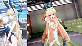 Toki and Blue Archive’s anime sex scenes with doggystyle and bent over positions