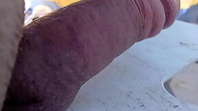 Dropping cock bounces in slow motion