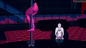 Morrigan Dances Boldly On Desk In Sheer Halloween Costume For Fantasy King.