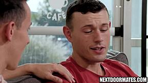 Guys hang out in coffee shop