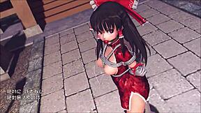 i'm reim from touhou, gettin' fucked by pinkcat in this hentai scene, my pussy drippin' wet.