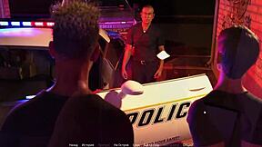 Whore In Office FFM Threesome With Police.