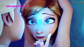 3D animated BDSM scene with Elsa and Anna where one of them is a dominant and the other is a submissive