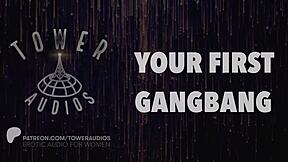 experience your first gangbang with dirty talk and erotic sounds for women
