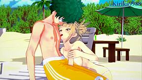 himiko toga and mitsuki bakugo share a scene with izuku midoriya in 3d anime hentai