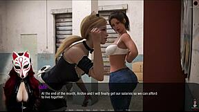 Brunette Maid in Stockings Plays Game Outdoors