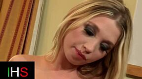 Gorgeous Blonde Girl In Stockings And Heels Gets Fucked By Shaved Hunk