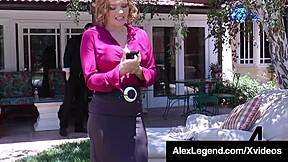 house huntress krissy lynn shows her customer alex legend around the garden.