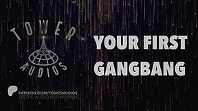 experience your first gangbang with dirty talk and erotic sounds for women