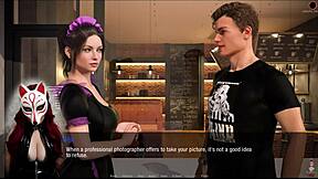 Brunette Maid in Stockings Plays Game Outdoors