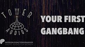 experience your first gangbang with dirty talk and erotic sounds for women