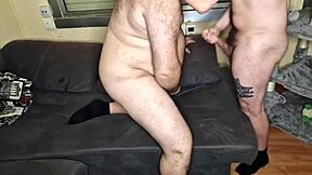 Oso And Chaser Tease With Cock Sucking And Sofa 69