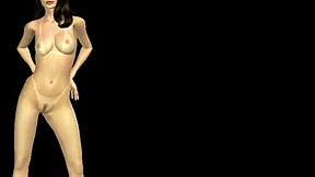 एनीमेटेड 3डी कार्टून ब्यूटीफुल गर्ल पोजिंग का