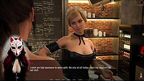 Brunette Maid in Stockings Plays Game Outdoors