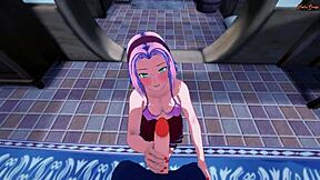 Sakura gets POV fucked doggystyle after swallowing cum