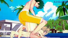 himiko toga and mitsuki bakugo share a scene with izuku midoriya in 3d anime hentai