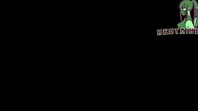 Teen 18+ plays x roulette 3, lying on the table for squirting cumshot with big tits in 3d anime game