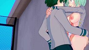 Toru Hagakure meets Izuku Midoriya in this anime scene