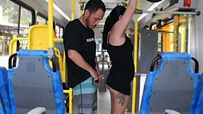 absurdo! public bus guy rubs cock on brunette’s butt!