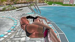 cute lesbian girls cuddle in spoon position in 3d animation