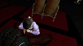 Black man fucks asian woman orally and vaginally in movie theater.