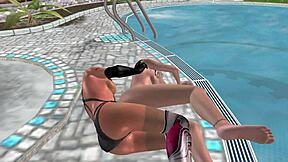 cute lesbian girls cuddle in spoon position in 3d animation