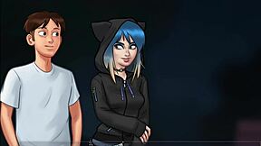 Summertime Saga aflevering 67 met cartoon figuren