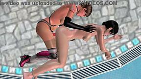 cute lesbian girls cuddle in spoon position in 3d animation