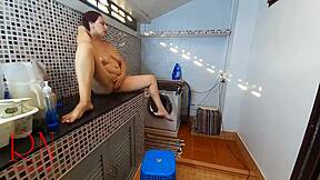 Naked Housewife Regina Noir Masturbates In Laundry!