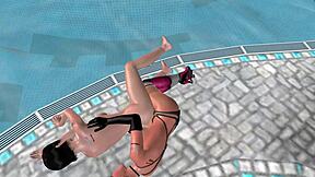 cute lesbian girls cuddle in spoon position in 3d animation