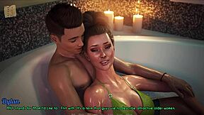 a wife and stepmother relaxing in anime hentai game