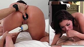 hot milfs in a story about a brace-faced latina milf's first porn shoot after celibacy