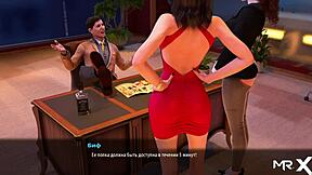 Flirting With Boss At Work In 3D Cartoon