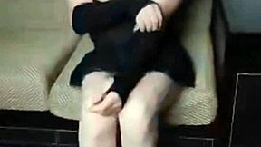 White sissy crossdresser shows off big ass while riding in girly style