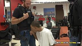 Interracial gay patrol bangs suspect in uniformed glory