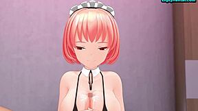 In this anime hentai, the maid provides some naughty service to her master