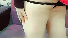 White sissy crossdresser shows off big ass while riding in girly style