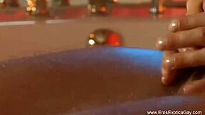 He Touches Himself with Erotic Care During Massage