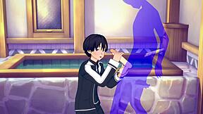 Sword Art Online Yaoi - Kirito HANDJOB Explosion in Anime Game PORN!