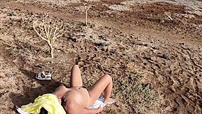 Hey, check out this brazen voyeur with a curvy nudist outdoors!