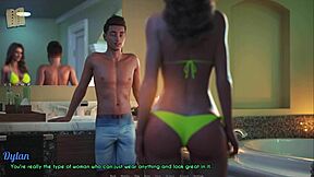 a wife and stepmother relaxing in anime hentai game