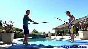 Muscular hunk gets his ass fucked outside in gay porn video