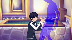 Sword Art Online Yaoi - Kirito HANDJOB Explosion in Anime Game PORN!